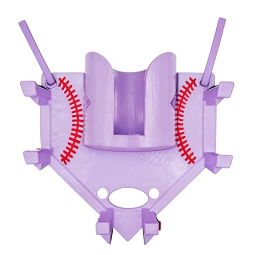 Baseball Softball Dugout Organizer - Fence-Mounted Hanging Holder for Bat Glove Helmet & Water Bottles - with Secure Clips - Heavy-Duty PLA 3D Print, Keeps Dugout Neat & Accessible - color: Purple