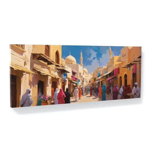 Sense Canvas Islamic Medina Vibrance 43 Canvas Art - Home Decor Wall Art Print Poster Painting Small 20x8 / 0.75" - color: Islamic Medina Vibrance 43, size: Small 20x8" / 0.75"