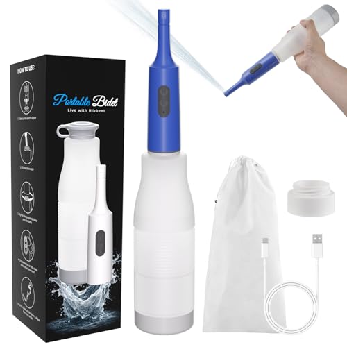 Hibbent Portable Bidet for Travel, High Pressure Electric Handheld Bidet Sprayer, 350-550ML Expandable Bottle for Personal Hygiene, USB-C Rechargeable Waterproof, Travel Sprayer for Women & Men, Blue - color: Blue