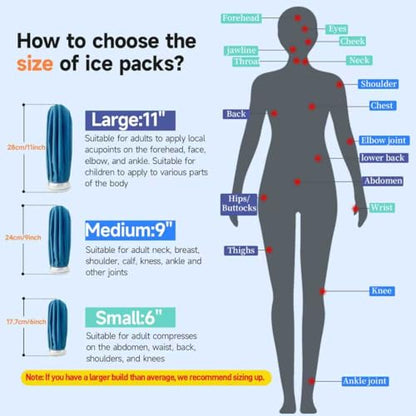 ANMIA Ice Pack Bags with Wrap for Injuries Reusable, Cold Pack Water Bag Hot Bag for Pain Relief, Leak-Proof Elastic Ice Bag, Size 9'' - style: 9" with Wrap