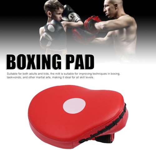 Boxing Curved Focus Punching Mitt PU Leather Boxing Pad with Adjustable Strap for Taekwondo Training - color: Red