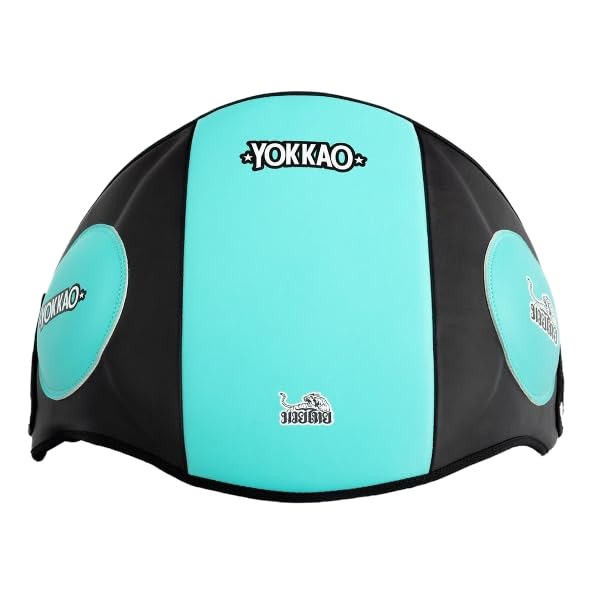 YOKKAO Belly Pad - Leather | Heavy-Duty Padding | Produced at Factory, Thailand | Muay Thai | 5 Colors - color: Tiffany/Black