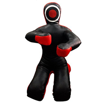 Bestzo MMA Jiu Jitsu Judo Grappling Dummy Canvas Black/Red Sitting Position -Unfilled - size: 48 inches (4 ft)