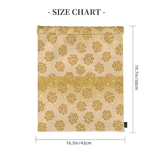 Water Resistant Drawstring Sackpack Gold Glitter Pattern Cheetah Leopard Print, Lightweight Sports Bag for Workout Training and Beach - color: Pattern (372)