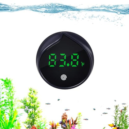 Removable Aquarium Water Thermometer with Touch Screen Digital Fish Tank Thermometer LED Display ±1℉/0.5℃, Fish Tank Accessories for Betta, Axolotl, Shrimp, Turtle, Reptile and Aquatic (Dark Blue)