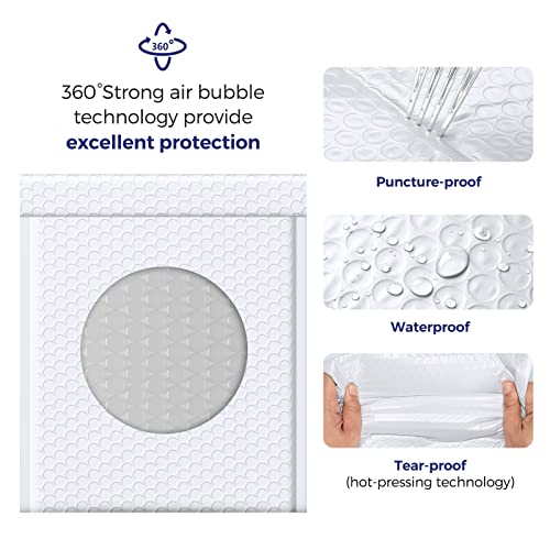 Fuxury Bubble Mailers 8.5x12 Inch 25 Pack White Padded Envelopes 8.5x11 Usable Size Self Seal Waterproof Bubble Envelopes for Shipping, Small Business, Jewelry & Clothing #2 - color: White, size: 8.5x12" 25PC