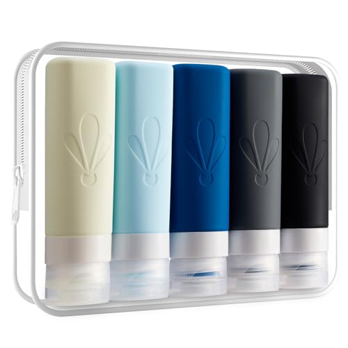 INSFIT Travel Bottles for Toiletries, TSA Approved 3oz Travel Size Containers, BPA Free Leak Proof Squeezable Silicone Tubes for Shampoo Conditioner Lotion Soap with Labels - color: Black, size: 3 Ounces