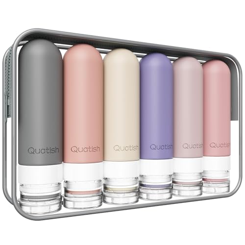 Quatish Travel Bottle for Toiletries 6 Pack, Original Patented Leakproof 3oz Tsa Approved Travel Size Container, BPA Free Silicone Shampoo and Conditioner Bottle, Cruise Camping Essentials, Dustypink - color: Dusty Pink