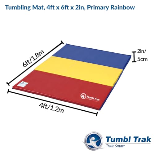Tumbl Trak Gymnastics Folding Tumbling Panel Mat - color: Primary Rainbow, size: 4'x6'x2"