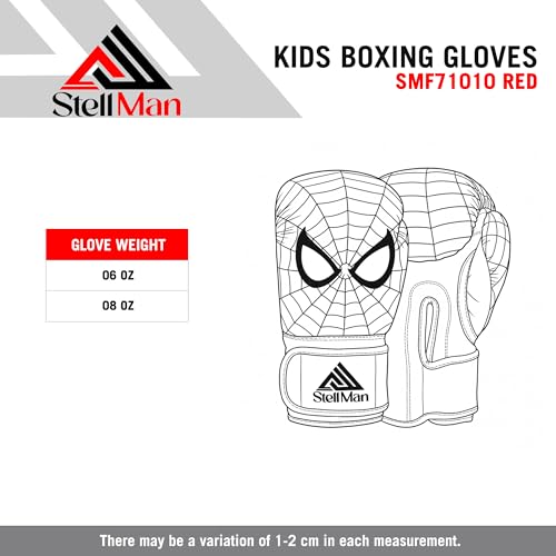Boxing Gloves Red for Kids 6oz 8oz – Muay Thai MMA Kickboxing Training & Sparring Gloves with Hook and Loop Wrist Support and Breathable Ventilation - size: 8 oz