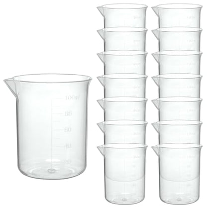 Plastic Measuring Cups, 100ml, Set of 15, for Liquid Measurement and Scientific Experiments - style: 100ML