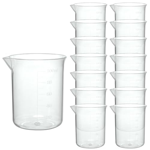 Plastic Measuring Cups, 100ml, Set of 15, for Liquid Measurement and Scientific Experiments - size: 100ML- 15pcs, style: 100ML