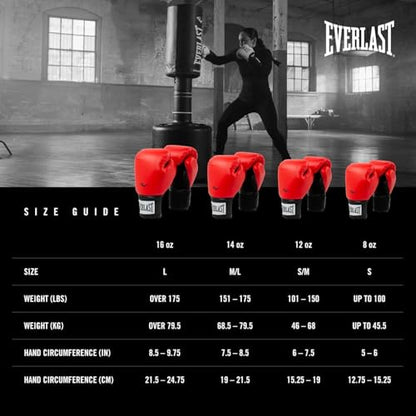 Everlast Prostyle 2 Boxing Gloves, Entry Level Training Gloves for Men and Women, Secure Fit Hook and Loop Closure & Ventilation, Heavy Bag & Speedbag Training - color: Red, size: 16 oz