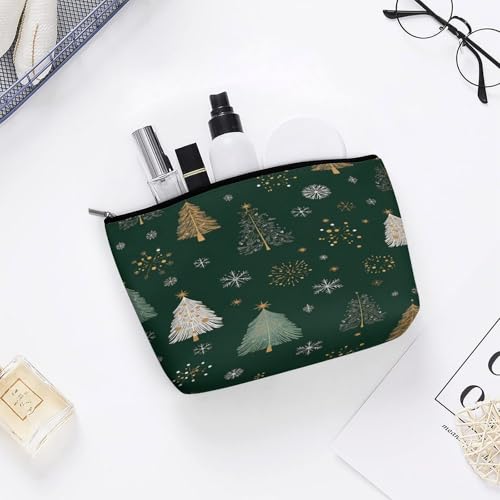 Christmas Tree Snowflake Makeup Bag, Travel Toiletry Organizer, Cosmetic Pouch for Women, Birthday Presents for Mom Girls Women Sisters - color: Christmas Tree Snowflake