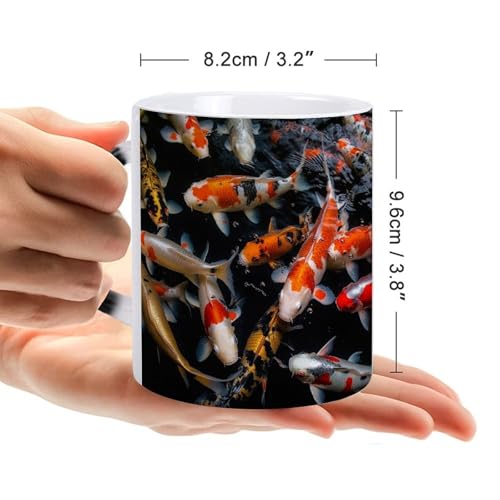 Japan Fancy Koi Carp Fishes Color Changing Cup for Men And Women,Coffee Mug with Large Handles,Tea Cup for Americano,Mocha,Milk,Latte