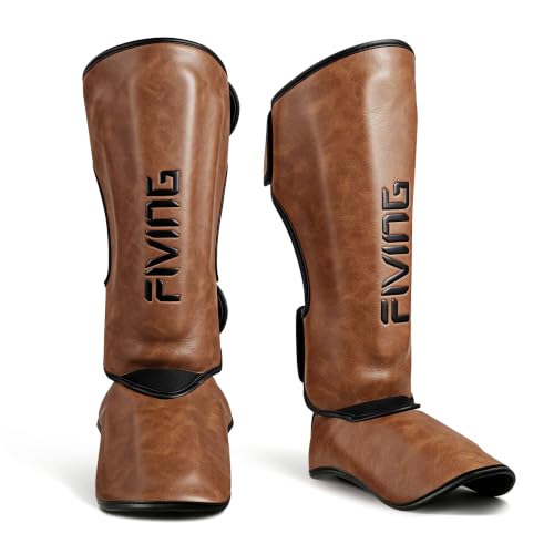 Retro Style Muay Thai Shin Guards,for Men Women | Premium Microfiber Leather, For MMA, Boxing, Sparring, Martial Arts, Training & Fighting