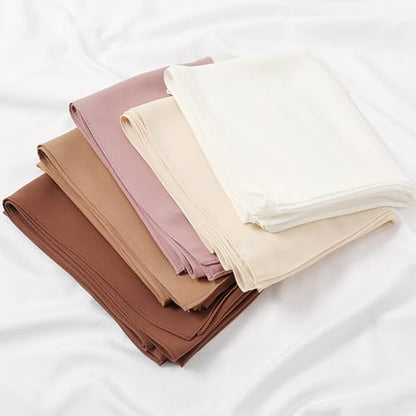 Matched Hijab and Undercap Set, Chiffon Muslim Head Scarf for Women, A Perfectly Decent Combination - color: Pinkish Purple