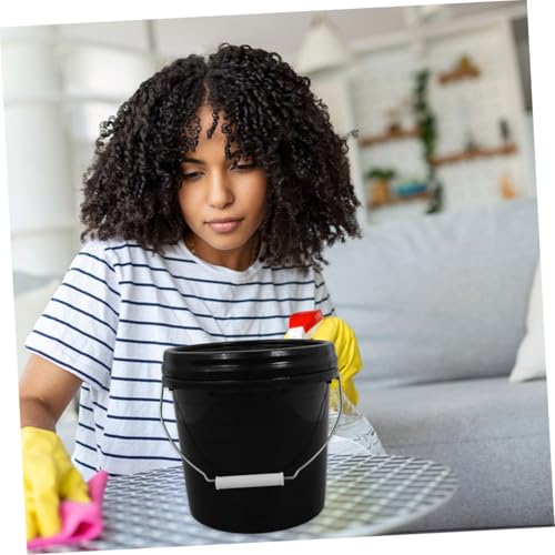 Enhanced Durability Plastic Bucket Lid Handle for Cleaning Laundry Water Wine Milk Versatile Storage - color: Black