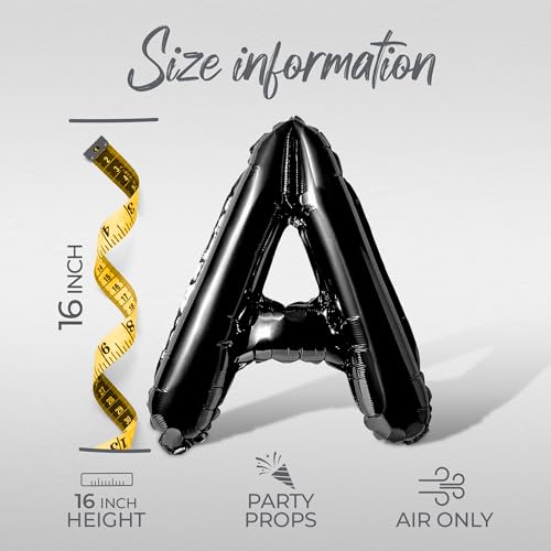 Letter Balloons - EID MUBARAK 16" Inch Alphabet Letters Foil Mylar Balloon Blessed Feast Festival Party Banner (Black) - color: Black