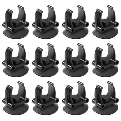 AQUANEAT 12 Pack Aquarium Suction Cups with Clip Black,for 0.75" Aquarium Heater and Large Submersible Light, Tubing Hose, Plant Fish Tank - size: 0.7inch
