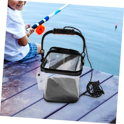 VICASKY Fishing Bucket Thickened Transparent Folding Fish Barrel Lightweight Outdoor Fishing Container with Oxygen Supply Space Saving Design for Easy Portability