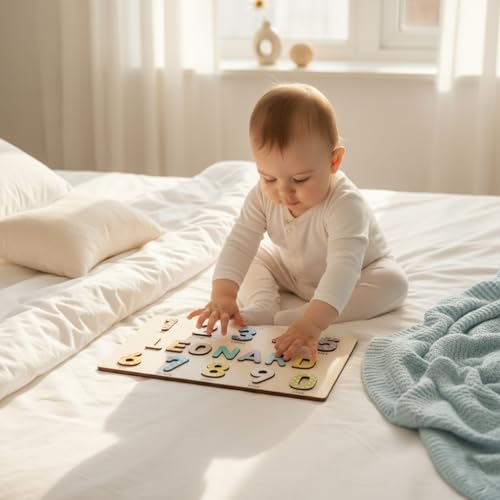 Personalized Wooden Name Puzzle for Kids Personalized Baby Name Puzzle for Toddlers Personalized Baby Gifts First Birthday Gift Wooden Puzzles Custom Toddler Learning - Set 1 - style: Numbers - 10 Figures