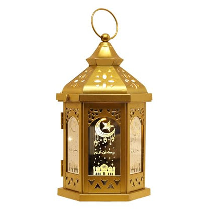 가정용 라마단 장식, 27.9cm(11인치) 높이 금속 장식 캔들 랜턴 2개, 탁상용 벽난로 장식용, 빈티지 EID 무바라크 랜턴 캔들 홀더 실내 실외 장식 선물용 - color: 골드 2개 / 27.9cm(11인치)