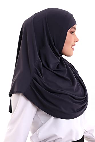 ihvan online, Hijab Scarves for Women, Ready to Wear, Lightweight and Comfortable Headscarf, Instant Turban, Jersey, Presewn - color: Navy Blue