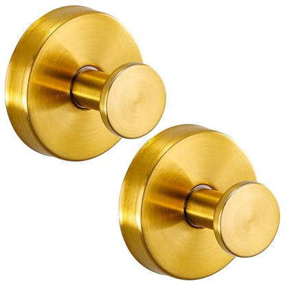 Suction Cup Hooks for Shower,Stainless Steel Towel Hooks No Drill | Vacuum-Lock Mount, Removable and Reusable for Glass, Tile, Metal and Smooth Non-Porous Surfaces(2 Pack, Brushed Gold) - color: Brushed Gold