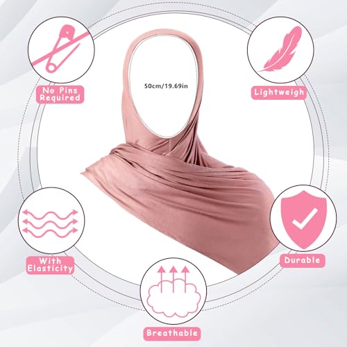 Handepo 2 Pcs Instant Hijab Jersey Hijab for Women Muslim Head Scarf Soft Lightweight Long Stretch Scarf Shawl Wrap - color: Black, Pink