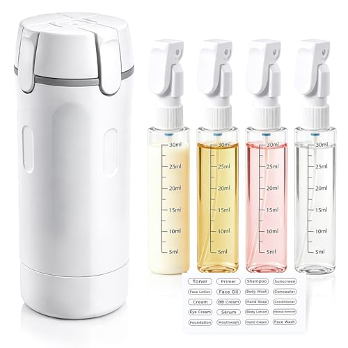 4 in 1 Travel Dispenser Bottle, 30 ml Travel Bottles for Toiletries (White) - color: White