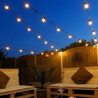 50FT LED Outdoor String Lights with 27 G40 Bulbs (2 Spare) Connectable Yard Hanging Lights for Party Tents Patio Gazebo Porch Deck Bistro Backyard Balcony Pergola Outside Decor - size: 50FT/27Led Bulbs