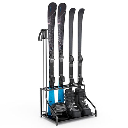 Ski Storage Rack-Holder Garage - Freestanding Ski Equipment Organizer Ski Boot Snowboard Rack Stand Snow Gear Storage - color: 4 Pairs