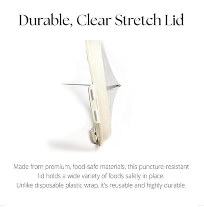 Crudités | Portable Snack Tray | Rectangle 4-Pack | Cream White | Reversible Stretch Lid Food Containers | BPA-Free, Freezer & Dishwasher Safe | Meal-Prep, Charcuterie, Salads, Picnic, Travel - size: Rectangular, 4 Pack, Cream White