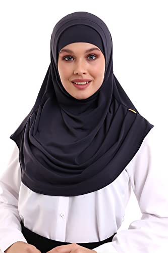 ihvan online, Hijab Scarves for Women, Ready to Wear, Lightweight and Comfortable Headscarf, Instant Turban, Jersey, Presewn - color: Navy Blue