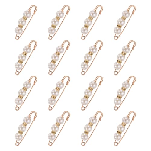MECCANIXITY Pearl Brooch Pins, Decorative Safety Pin Brooch - color: Bright White