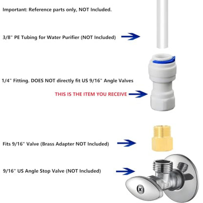 1/4"x3/8" Push Quick Connector, 5 Pcs Plastic RO Water Fitting | Plastic quick connector for RO and beverage systems. Fits 3/8" hose (1/4" thread size, NOT 9/16"). Leak-proof design. - style: 1/4" Female Thread to 3/8" Quick-Connect Straight