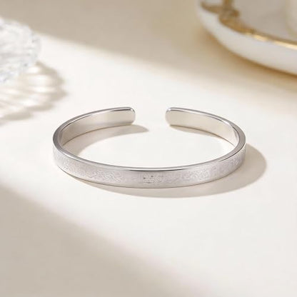 YANCHUN Ayatul Kursi Bracelet Islamic Arabic Jewelry Gifts Arabic Cuff Bracelet Gifts for Women Men Islamic Jewelry Gifts for Him - color: A1:silver bangles Bracelets