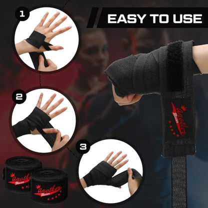 Lenwen 10 Pairs 120 Inch Boxing Hand Wraps for Gloves Elastic Mexican Style Boxing Inner Gloves Muay Thai MMA Wrist Wraps for Men Women Youth Kickboxing Boxer Beginner Training - color: Black