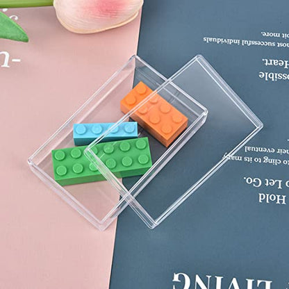 Acrylic Box for Candy Clear Display Boxes Rectangle Box with Lid 2 Pieces Plastic Jewelry Storage Box for Birthday Wedding Party - size: 4.3 x 2.8 x 1 Inch