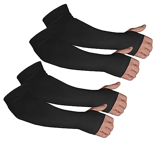 Arm Protector Sleeves for Elderly Thin Skin, Bruising, Sun Protection, Men, Women - color: Black | 2 Pair, size: Small