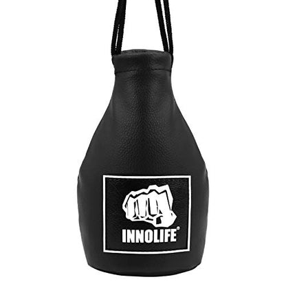 INNOLIFE Boxing Slip Bag, Dodge Hide Speed Bag Maize Ball Leather Ball for Reflex Training, Boxing, Kickboxing, MMA Pendulum Training, Red - style: Black (Without Filler)