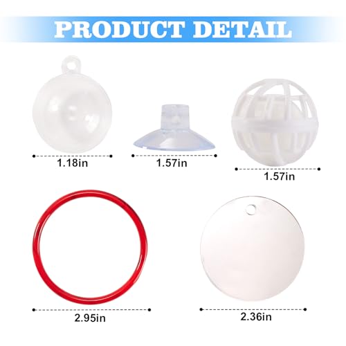 Betta Fish Toys, 2 PCS Fish Exercise Ring and Nitrifying Balls Set, Betta Mirror Toy Set, Feeding Ring with Suction Cup, Fishing Tank Accessories for Gifts (Red) - color: Red