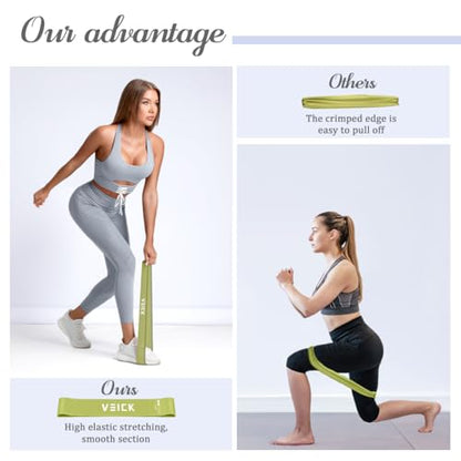 VEICK Resistance Loop Bands Set of 5, Exercise Bands with 5 Resistance Levels, Stackable Workout Bands for Strength Training, Pilates, Fitness Gear for Men Women Home Gym Office Travel - color: Green