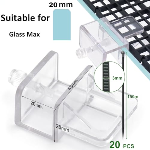 LINLAN Fish Tank Anti-Jump Set, Aquarium Lid, 8 Pieces 11.8x11.8in/30x30cm Plastic Grid with 6 Brackets and 20 Cable Ties, Cover for Rimless Aquarium(White) - color: White, size: L