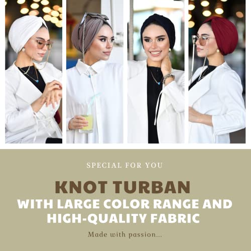 para life Knot Turbans for Women, Breathable Instant Turban|Standard Size Cotton|Pre-tied Scarf, Hijab Cap&Undercap - color: Light Brown