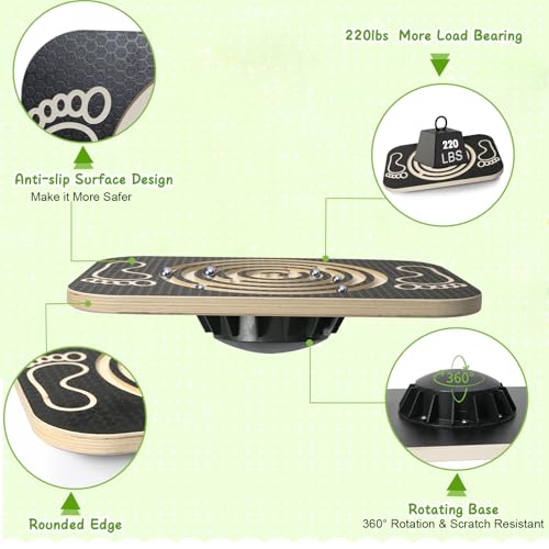 Balance Board Maze for Kids, 17.5-Inch Wobble Board Rocking Seesaw Sensory Training with 6 Balls, Non-Slip Pedals Indoor Outdoor for Boys Girls