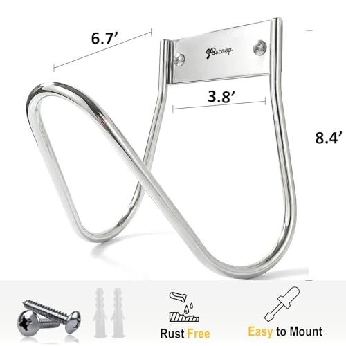 JBscoop Garden Hose Holder Stainless Steel Small Wall Mount Garden Hose Hook, Ideal for Water, Air, Hydraulic Hose, Ropes, Extension Cords Heavy Duty & Rust Proof, Size:6.3x7x6.3 Set of 1