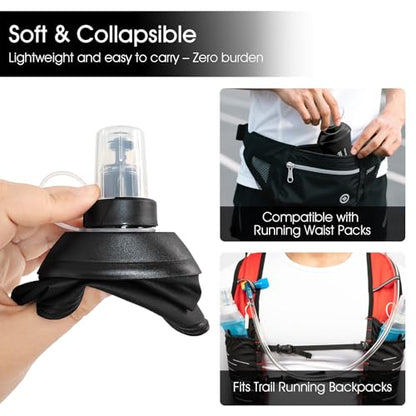 GUYI GYGYL Soft Flask, TPU Collapsible Soft Water Bottle for Hydration Pack, Running Vest, Leak-Proof Folding Water Bottle for Hiking Cycling Climbing Jogging-500ml Black - color: 500ml Black