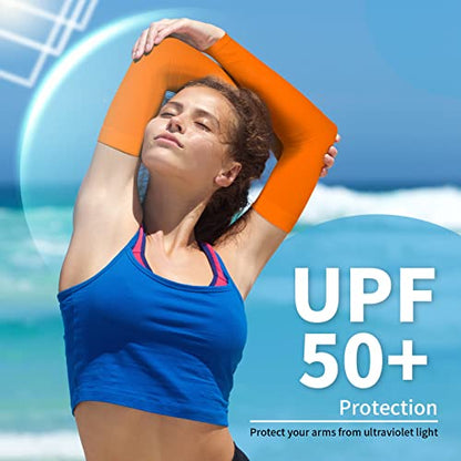 YESLIFE UPF 50 Cooling Sports Arm Sleeve for Men&Women - color: Black + Orange